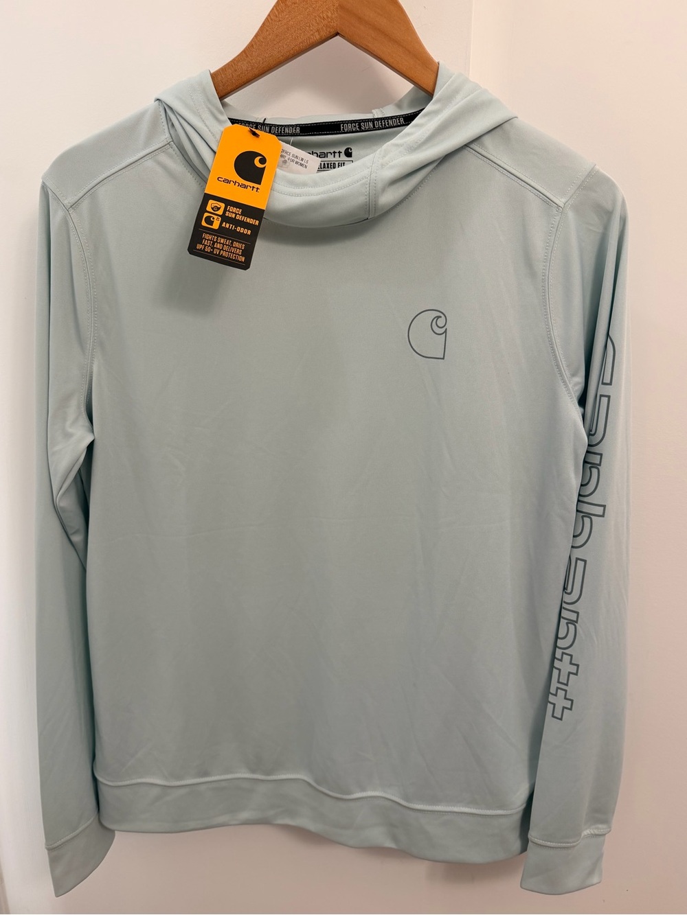Carhartt Women’s Pale Green Hooded Sun protection Performance Pullover Medium